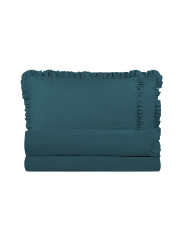 Image of Completo per Letto Matrimoniale con Volant Due Lenzuola e Due Federe con Rouche Ottanio052