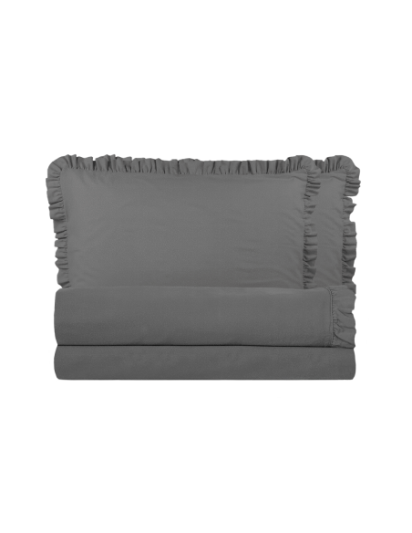 Completo per Letto Matrimoniale con Volant Due Lenzuola e Due Federe con Rouche