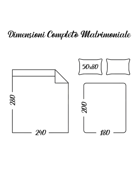 Completo per Letto Matrimoniale con Volant Due Lenzuola e Due Federe con Rouche