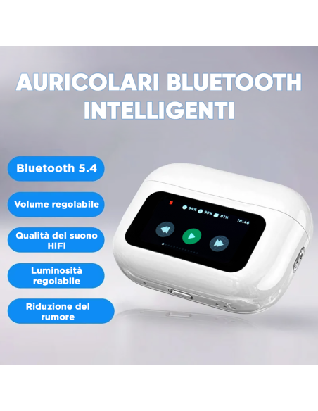 Auricolari A9 Pro Cuffie Bluetooth 5.4 Wireless Display LED Touch Suono HI-FI