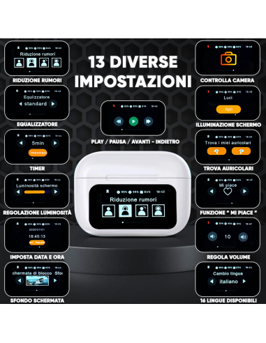 Auricolari A9 Pro Cuffie Bluetooth 5.4 Wireless...