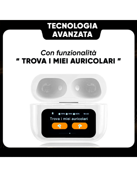 Auricolari A9 Pro Cuffie Bluetooth 5.4 Wireless Display LED Touch Suono HI-FI