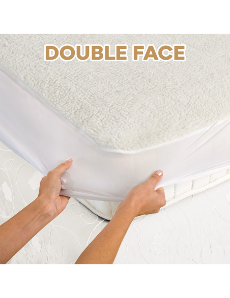 Topper per Materasso Matrimoniale LOLA Coprimaterasso Effetto Lana 180x200cm