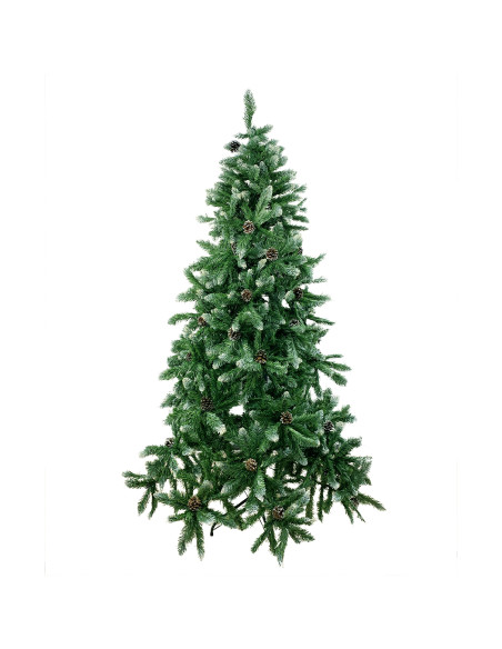 Albero di Natale Artificiale con Pigne e Neve 180H in PVC Supporto in Metallo
