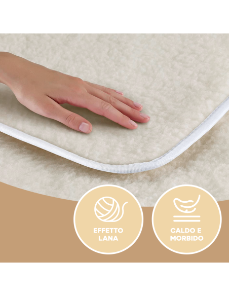 Topper per Materasso Matrimoniale LOLA Coprimaterasso Effetto Lana 180x200cm