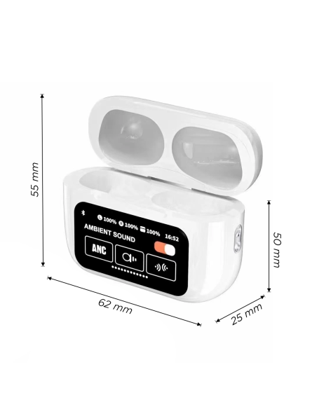Auricolari A9 Pro Cuffie Bluetooth 5.4 Wireless Display LED Touch Suono HI-FI