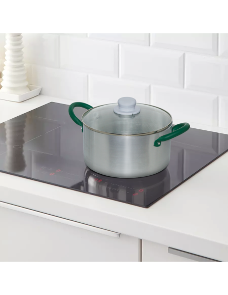 Batteria di Pentole in Alluminio da 12 Pezzi con Coperchio in Vetro Temperato