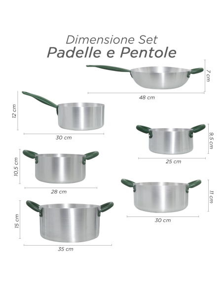 Batteria di Pentole in Alluminio da 12 Pezzi con Coperchio in Vetro Temperato