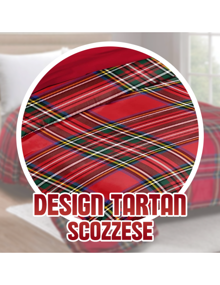 Trapunta Matrimoniale Tessuto in Velluto TARTAN Piumone Invernale Natalizio