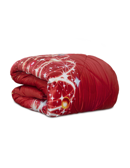 Trapunta Matrimoniale in Velluto Stampa Digitale di Natale Piumone Invernale