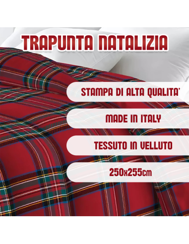 Trapunta Matrimoniale Tessuto in Velluto TARTAN...