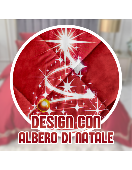 Trapunta Matrimoniale in Velluto Stampa Digitale di Natale Piumone Invernale