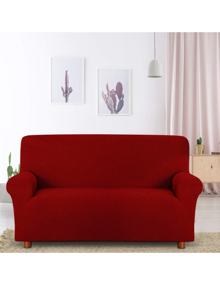 Copri Divano 2 Posti con Elastico Tinta Unita Antimacchia Tessuto Piquet