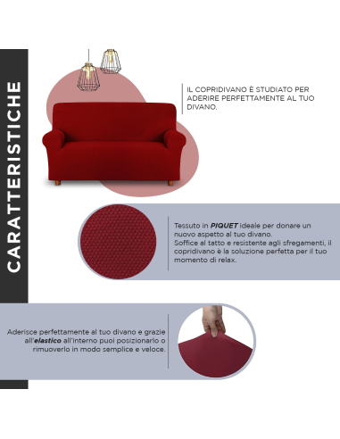 Copri Divano 2 Posti con Elastico Tinta Unita...