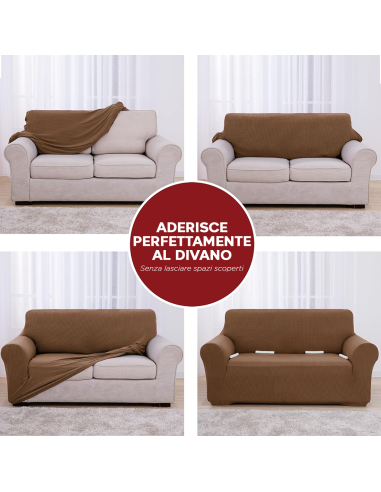 Copri Divano 3 Posti con Elastico Tinta Unita...