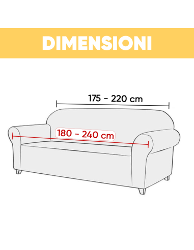 Copri Divano 3 Posti con Elastico Tinta Unita...