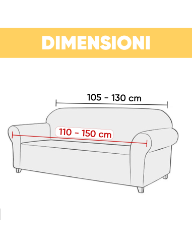 Copri Divano 2 Posti con Elastico Tinta Unita...