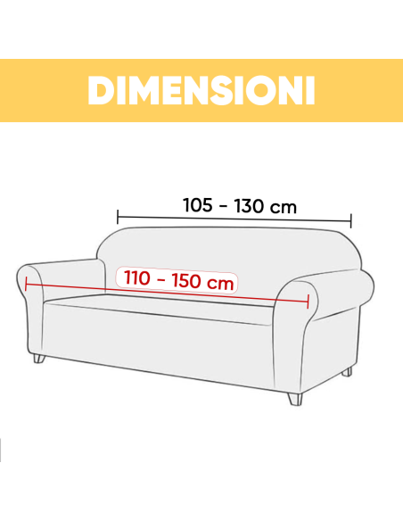 Copri Divano 2 Posti con Elastico Tinta Unita Antimacchia Tessuto Piquet
