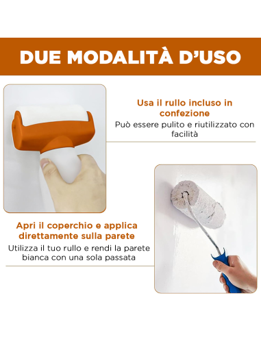 Rullo con Pittura per Parete 500g Bianco 2 in 1...