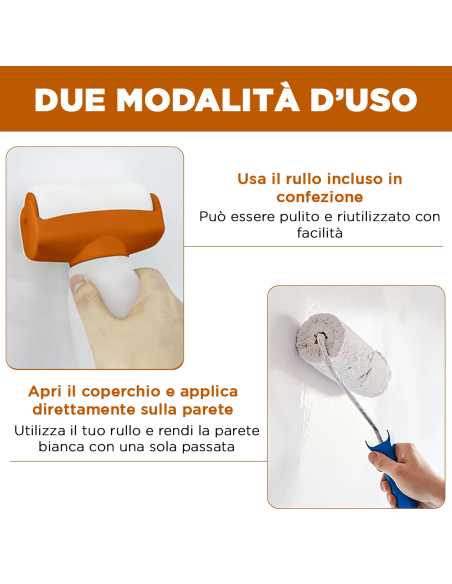 Rullo con Pittura per Parete 500g Bianco 2 in 1 per Ritocco Vernice ad Acqua