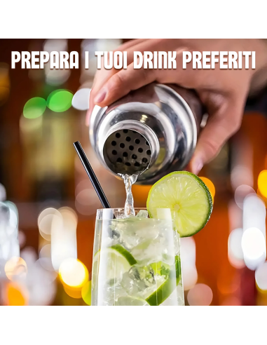 Set per Cocktail 8 Pezzi Shaker in Acciaio...