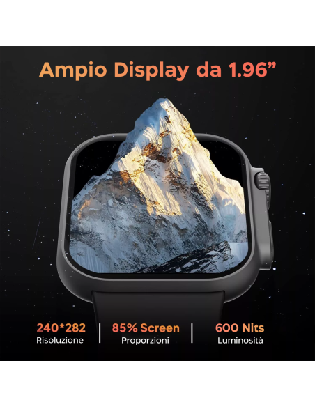 Smartwatch ULTRA 8 con Auricolari Wireless e Cinturino in Silicone Cassa da 46mm