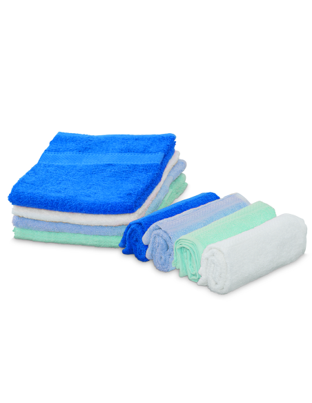 Set 8pz Asciugamani da Bagno 4pz Viso e 4pz Ospite Tinta Unita Puro Cotone