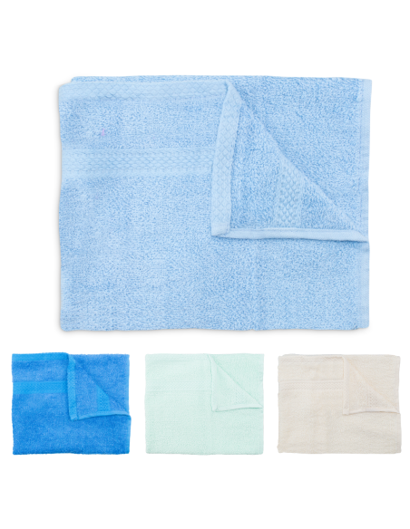 Set 8pz Asciugamani da Bagno 4pz Viso e 4pz Ospite Tinta Unita Puro Cotone