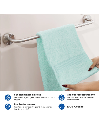 Set 8pz Asciugamani da Bagno 4pz Viso e 4pz...