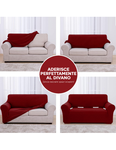 Copri Divano 4 Posti con Elastico Tinta Unita...