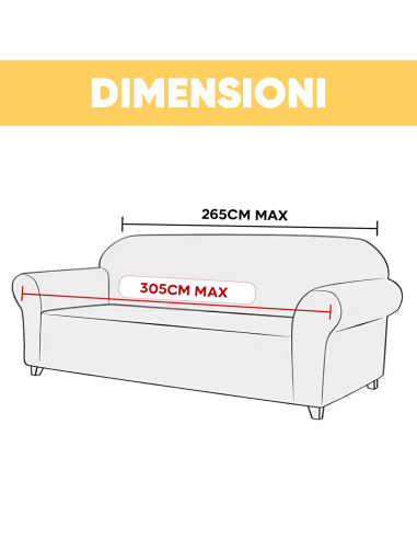 Copri Divano 4 Posti con Elastico Tinta Unita...