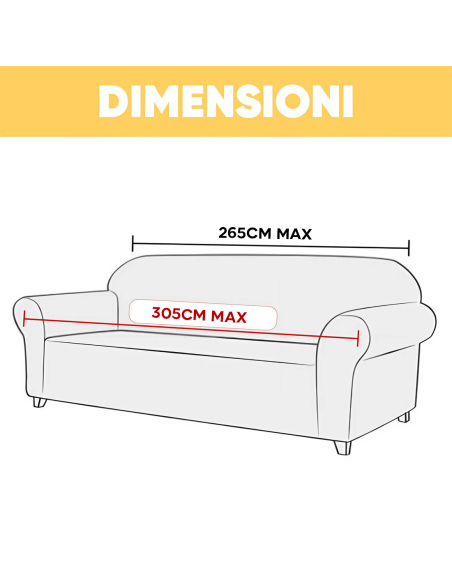Copri Divano 4 Posti con Elastico Tinta Unita Antimacchia Tessuto Piquet