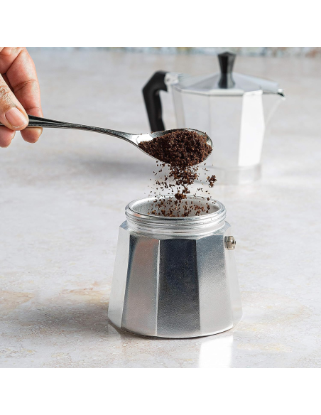 Moka Caffettiera Classica 3 Tazze Caffè Express Alluminio Manico Anti Scottatura