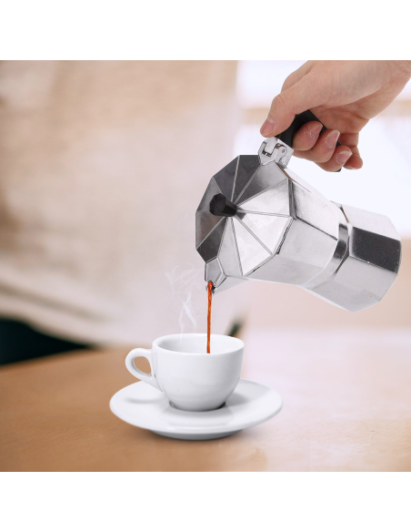 Moka Caffettiera Classica 3 Tazze Caffè Express Alluminio Manico Anti Scottatura