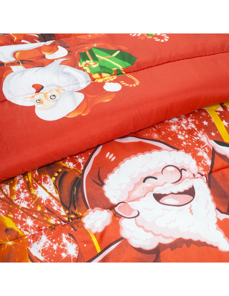 Trapunta Natalizia Matrimoniale Double Face Doppia Stampa con Babbo Natale