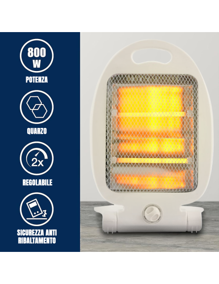 QH-90D Stufa al quarzo JCF 800 Watt 2 elementi riscaldanti 2 livelli temperatura