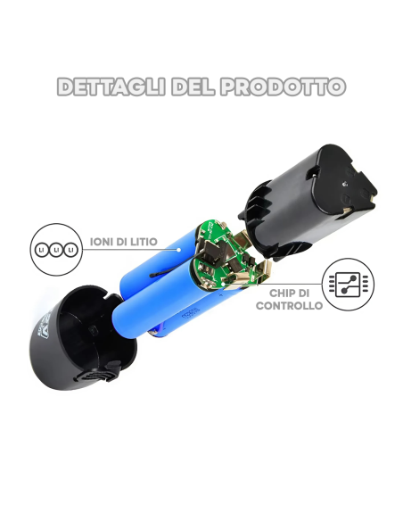 Batteria a Litio 12V Cilindrica Ricaricabile per Trapano e Utensili a Batteria