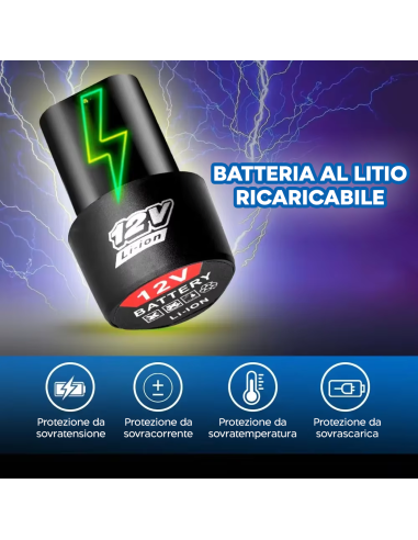 Batteria a Litio 12V Cilindrica Ricaricabile...