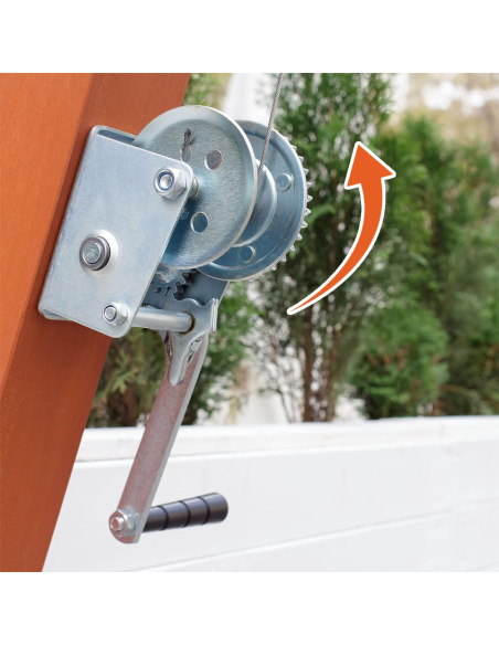 Verricello Manuale fino a 360kg Argano a Mano con Gancio per Rimorchio 10m