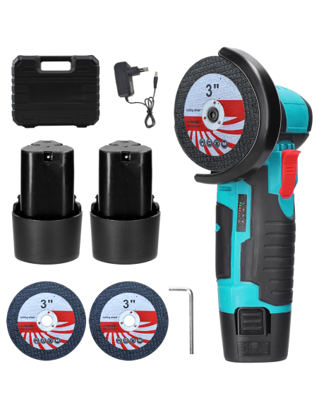 Mini Smerigliatrice Flex Wireless Doppia Batteria 12V 76MM 19500RPM e Valigetta