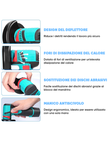 Mini Smerigliatrice Flex Wireless Doppia Batteria 12V 76MM 19500RPM e Valigetta