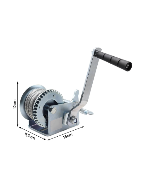 Verricello Manuale fino a 360kg Argano a Mano con Gancio per Rimorchio 10m