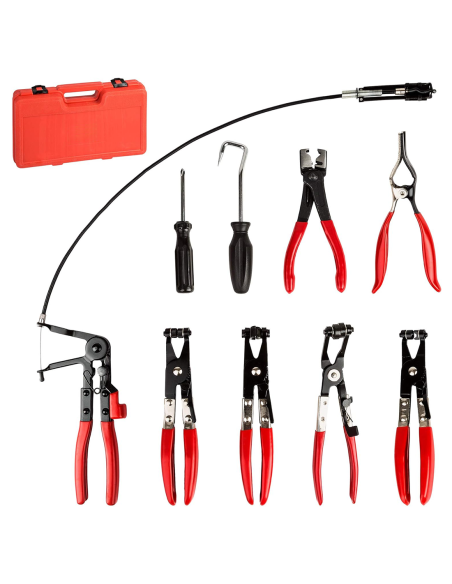 Set 9pz Pinze per Rimozione Fascette Stringitubo Impianto per Auto con Valigetta