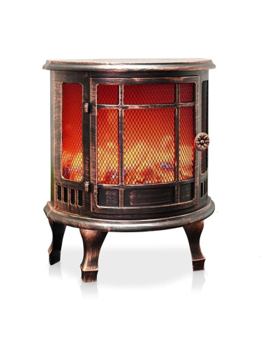 Caminetto Decorativo a Batteria Bronzo Effetto Fiamma Camino Compatto a Batteria