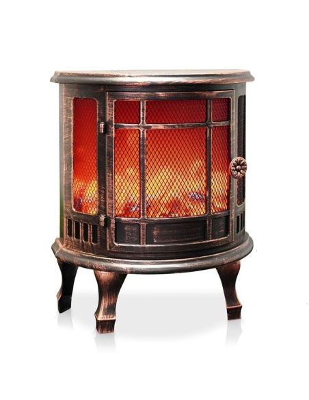 Caminetto Decorativo a Batteria Bronzo Effetto Fiamma Camino Compatto a Batteria