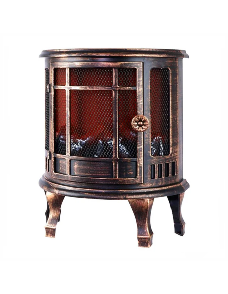 Caminetto Decorativo a Batteria Bronzo Effetto Fiamma Camino Compatto a Batteria