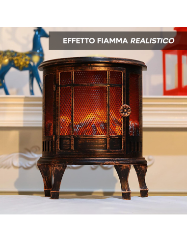Caminetto Decorativo a Batteria Bronzo Effetto...