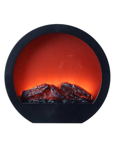 Caminetto Tondo Decorativo Moderno con LED Effetto Fiamma Camino a Batteria