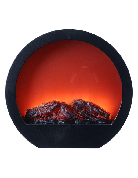 Caminetto Tondo Decorativo Moderno con LED Effetto Fiamma Camino a Batteria