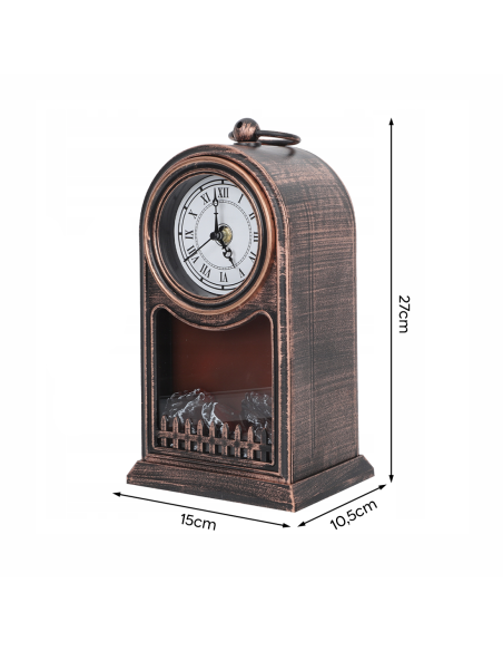 Orologio Decorativo da Tavolo Vintage con Camino a Batteria con Effetto Fiamma